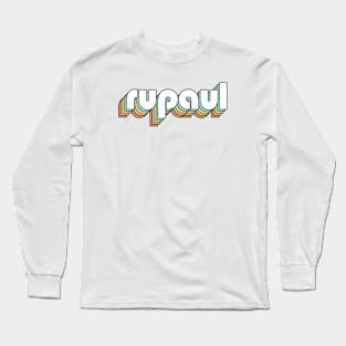 RuPaul - Retro Rainbow Typography Faded Style Long Sleeve T-Shirt